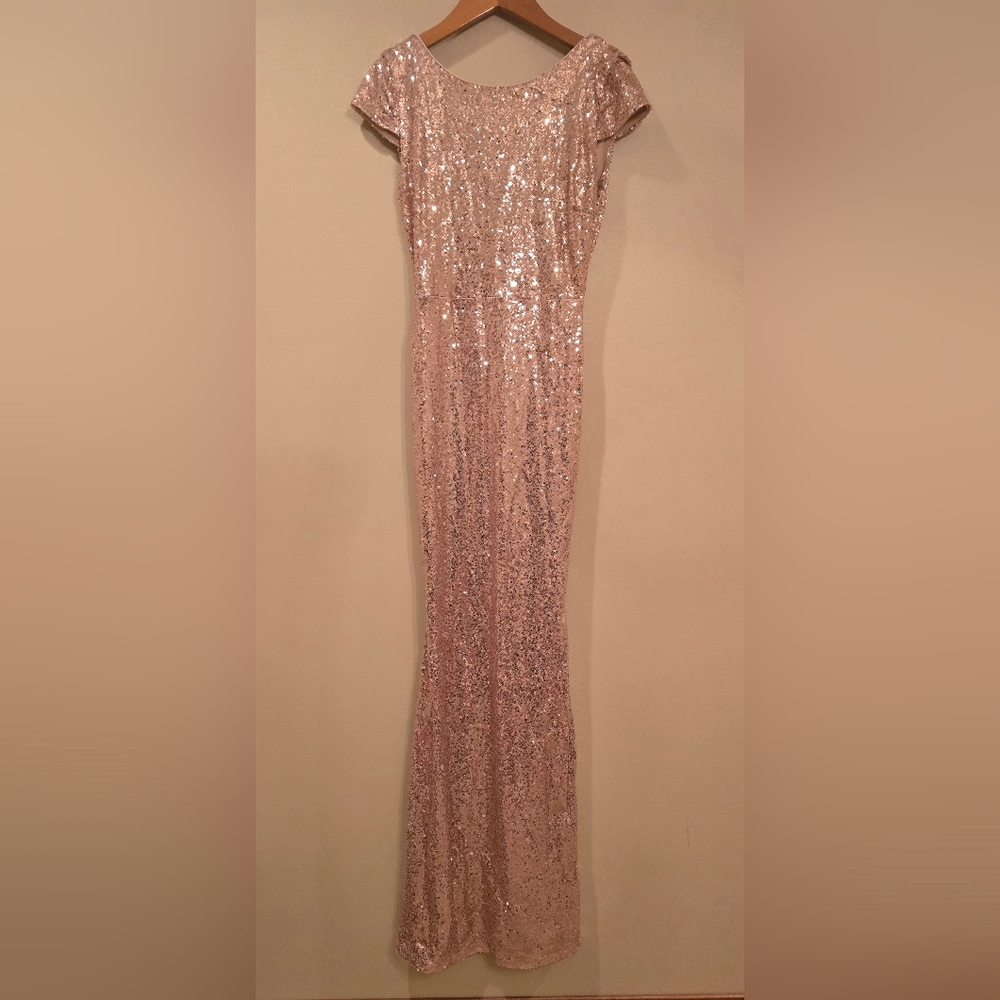 Windsor Sequin Evening Gown Cowl-back Dress Size Small